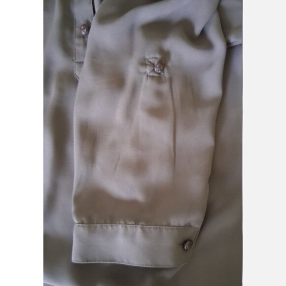 Women's Reitmans Olive Green 3/4 Length Sleeve Blouse, Braid & Gold Buttons, 3 - Picture 6 of 15